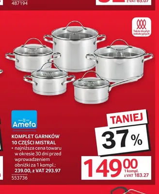Komplet garnków 10 części Mistral Amefa promocja w Selgros