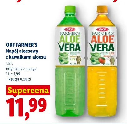 Napój aloesowy z kawałkami aloesu original OKF Farmer's promocja w Lidl