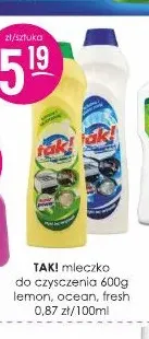 Mleczko do czyszczenia lemon Tak! promocja w Drogerie Jasmin