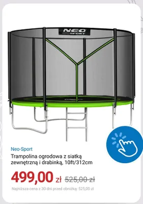 Trampolina ogrodowa z siatką zewnętrzną i drabinką Neo-Sport 10ft/312cm promocja w Smyk