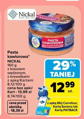 Pasta kawiorowa Nickal z łososiem wędzonym promocja w Carrefour Market