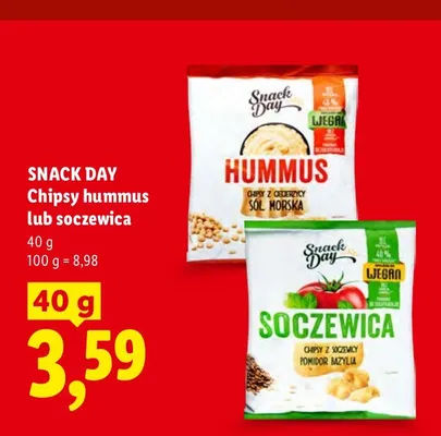 Chipsy hummus Snack Day sól morska promocja w Lidl