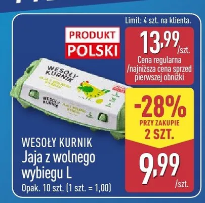 Jaja z wolnego wybiegu L promocja w Aldi