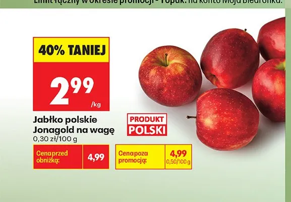 Jabłko polskie Jonagold na wagę promocja w Biedronka