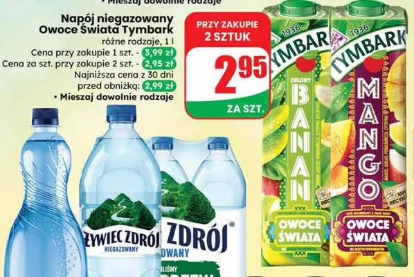 Napój niegazowany owoce świata tymbark banan promocja w Dino