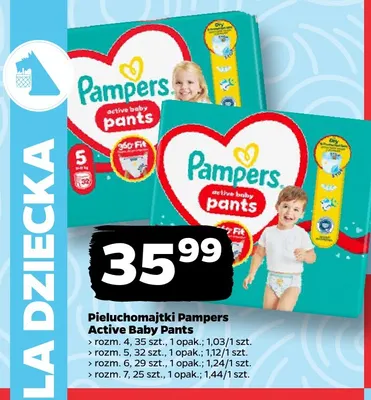 Pieluchomajtki Pampers Active Baby Pants rozm. 7 promocja w Netto