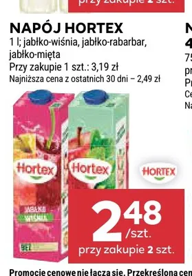 Napój Hortex jabłko-wiśnia promocja w Stokrotka