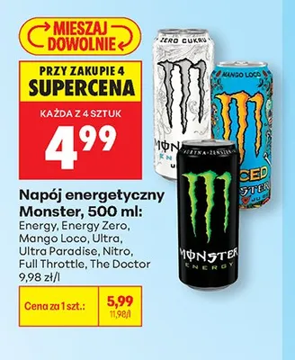 Napój energetyczny Monster Zero Cukru promocja w Biedronka
