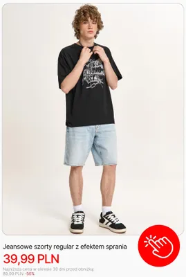 Szorty jeansowe regular Cropp z efektem sprania promocja w Cropp