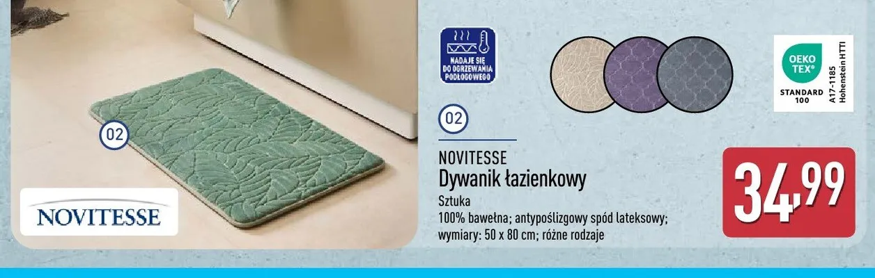 Dywanik łazienkowy NOVITESSE 50x80 cm promocja w Aldi
