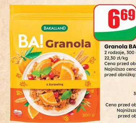 Granola BA! z żurawiną promocja w Dino