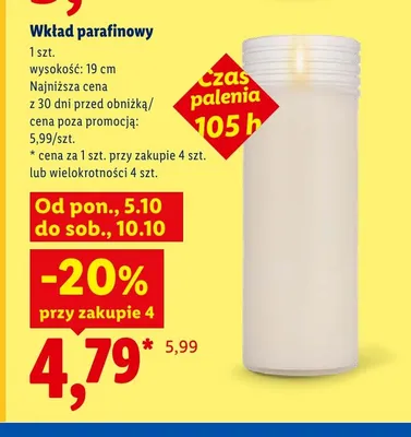 Wkład parafinowy 19 cm promocja w Lidl