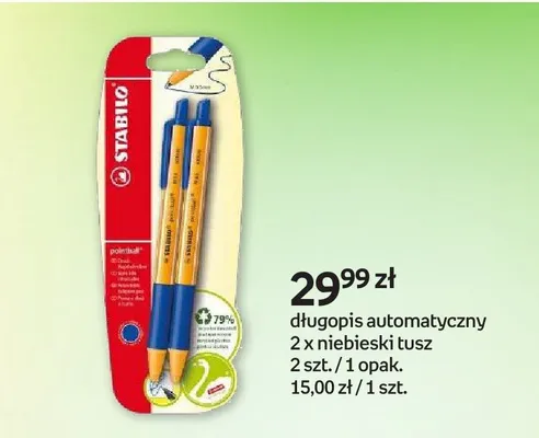 Długopis automatyczny Stabilo 2x niebieski tusz promocja w Empik