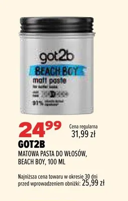 Matowa pasta do włosów Beach Boy got2b promocja w Drogerie Natura