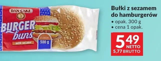 Bułki z sezamem do hamburgerów Dan Cake promocja w Makro