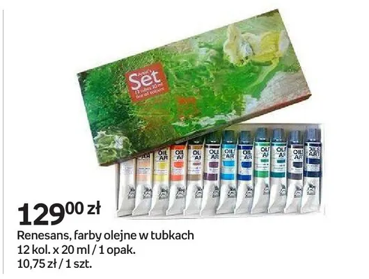 Farby olejne w tubkach Renesans Set 12 kol. 20ml promocja w Empik