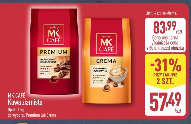 Kawa ziarnista MK Café Premium promocja w Aldi