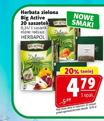 Herbata zielona Big Active promocja w Prim Market