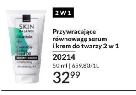 Przywracające równowagę serum i krem do twarzy 2 w 1 SKIN BALANCE 20214 promocja w AVON