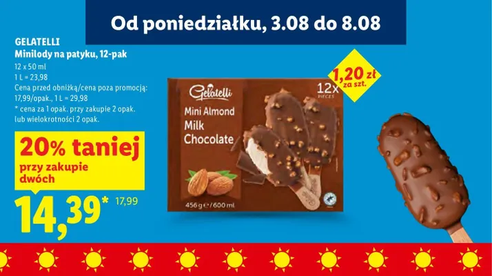 Minilody na patyku Gelatelli 12-pak promocja w Lidl