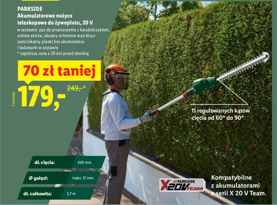 Akumulatorowe nożyce teleskopowe do żywopłotu 20 V promocja w Lidl