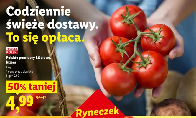 Pomidory kiściowe Ryneczek Lidla polskie promocja w Lidl