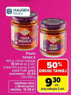 Pasta Mild Curry Patak's promocja w Carrefour