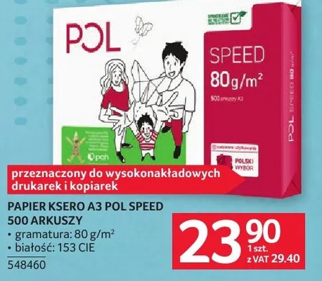 Papier PAPIER A3 POL SPEED 500 ARKUSZY 548460 promocja w Selgros