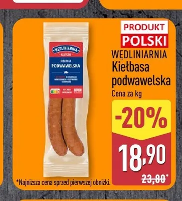 Kiełbasa podwawelska Wędliniarnia promocja w Aldi