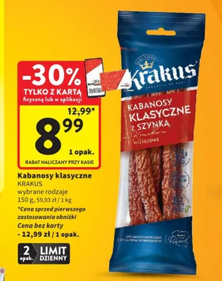 Kabanosy klasyczne Krakus promocja w Intermarche