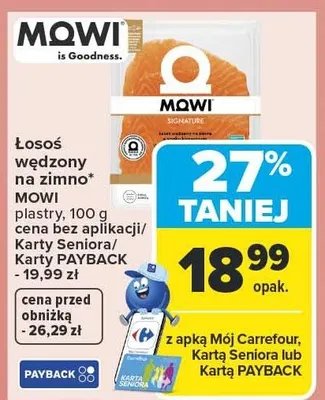Łosoś wędzony na zimno plastry Mowi promocja w Carrefour Market