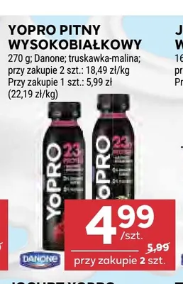 YoPro Pitny wysokobiałkowy truskawka-malina Danone promocja w Stokrotka