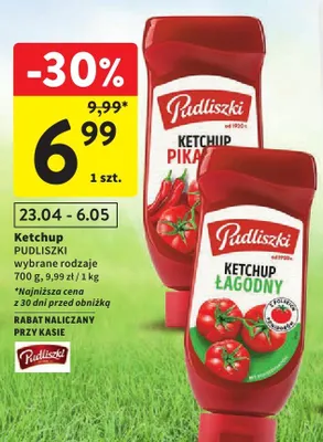 Ketchup Pudliszki łagodny promocja w Intermarche