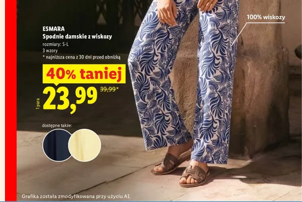 Spodnie damskie z wiskozy Esmara promocja w Lidl