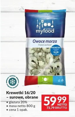 Krewetki 16/20 surowe obrane Myfood promocja w Makro