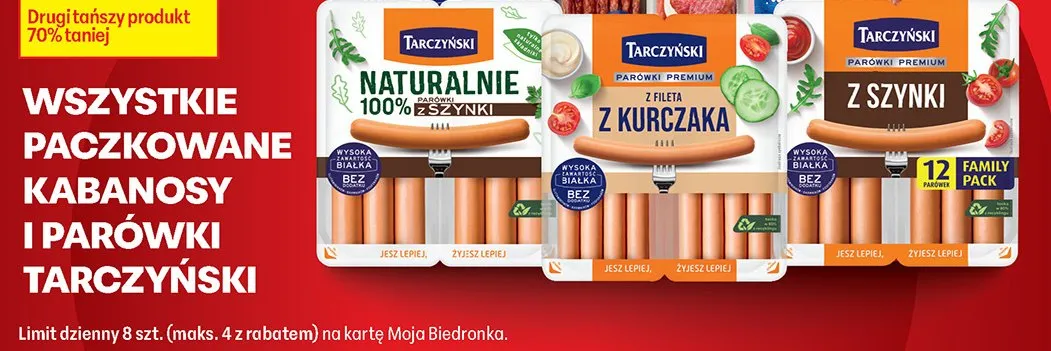 Wszystkie parówki drugi produkt -70% promocja w Biedronka