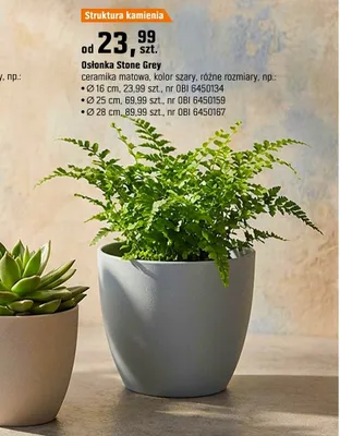 Doniczka Stone Grey ceramika matowa, kolor szary, różne rozmiary promocja w OBI