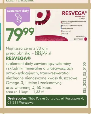 Suplement diety Resvega promocja w Super-Pharm