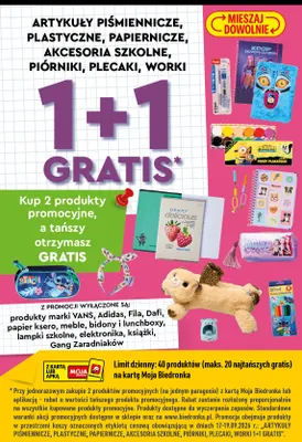 Artykuły piśmiennicze, plastyczne, papiernicze, akcesoria szkolne, piórniki, plecaki, worki promocja w Biedronka