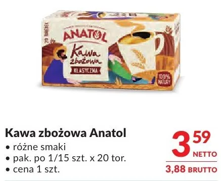 Kawa zbożowa Anatol różne smaki promocja w Makro