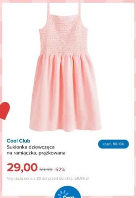 Sukienka dziewczęca na ramiączka prążkowana Cool Club promocja w Smyk