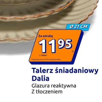 Talerz śniadaniowy Dalia glazura reaktywna z tłoczeniem Ø21 cm promocja w Action