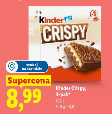 Kinder Crispy, 3-pak promocja w Lidl