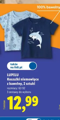 Koszulki niemowlęce z bawełny Lupilu 2-pak promocja w Lidl