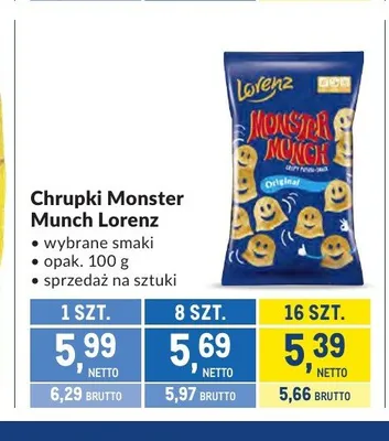 Chrupki Monster Munch Lorenz Original promocja w Makro