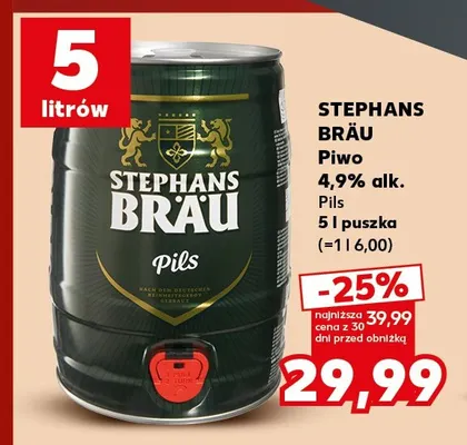 Piwo 4,9% alk. Pils Stephans Bräu promocja w Kaufland