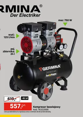 Kompresor bezolejowy Germina 24 l promocja w Leroy Merlin