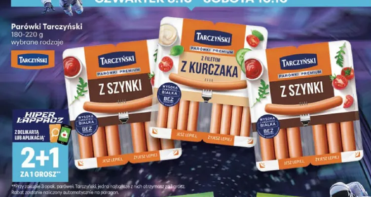 Parówki z szynki Tarczyński promocja w Delikatesy Centrum