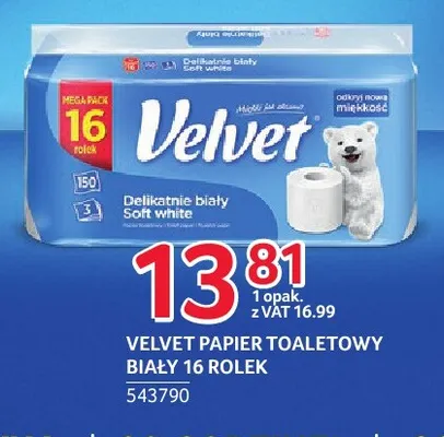 Velvet papier toaletowy biały 16-pak promocja w Selgros