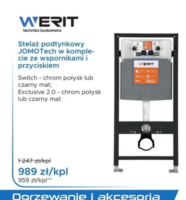 Stelaż podtynkowy WERIT JOMOTech w komplecie ze wspornikami i przyciskiem promocja w Blu Salony Łazienek